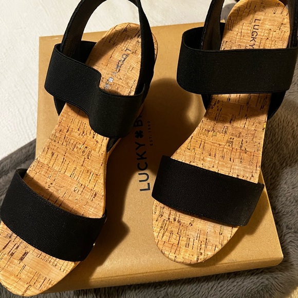 Lucky Brand "Malliah" Wedge Platform Sandal - Black - Picture 6 of 6